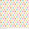 Image of the Pretty Kitty™ Yarn Dots White quilting cotton fabric by Doodlebug Design Inc for Riley Blake Designs. Features balls of yarn on a white background. Cute Little Fabric Shop
