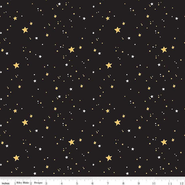 Sophisticated Halloween Stars C14623 Black - Riley Blake Designs - Stars Dots - Quilting Cotton Fabric