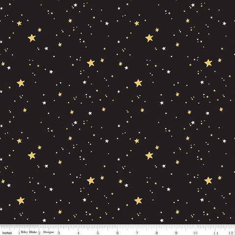 Sophisticated Halloween Stars C14623 Black - Riley Blake Designs - Stars Dots - Quilting Cotton Fabric