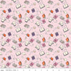 19" End of Bolt - Spooky Schoolhouse Spellbooks SC13203 Pink SPARKLE - Riley Blake - Halloween Books Silver SPARKLE - Quilting Cotton