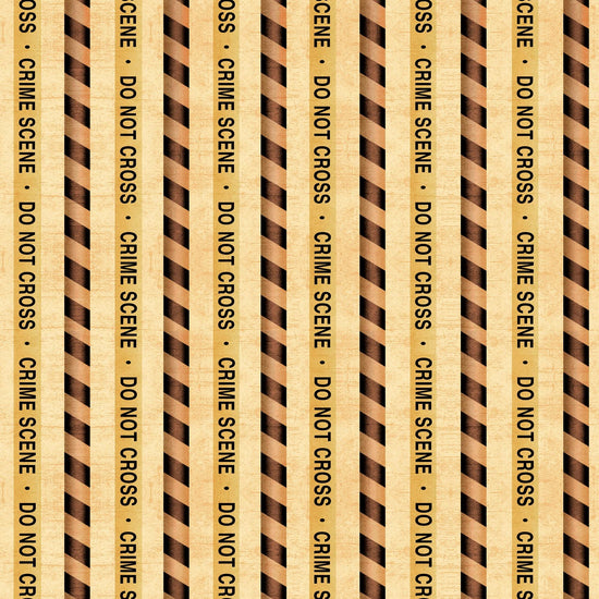 Image of the True Detective Crime Scene Stripe Wheat quilting cotton fabrics by Morris Creative Group for QT Fabrics. Features crime scene tape on a cream background.
Cute Little Fabric Shop