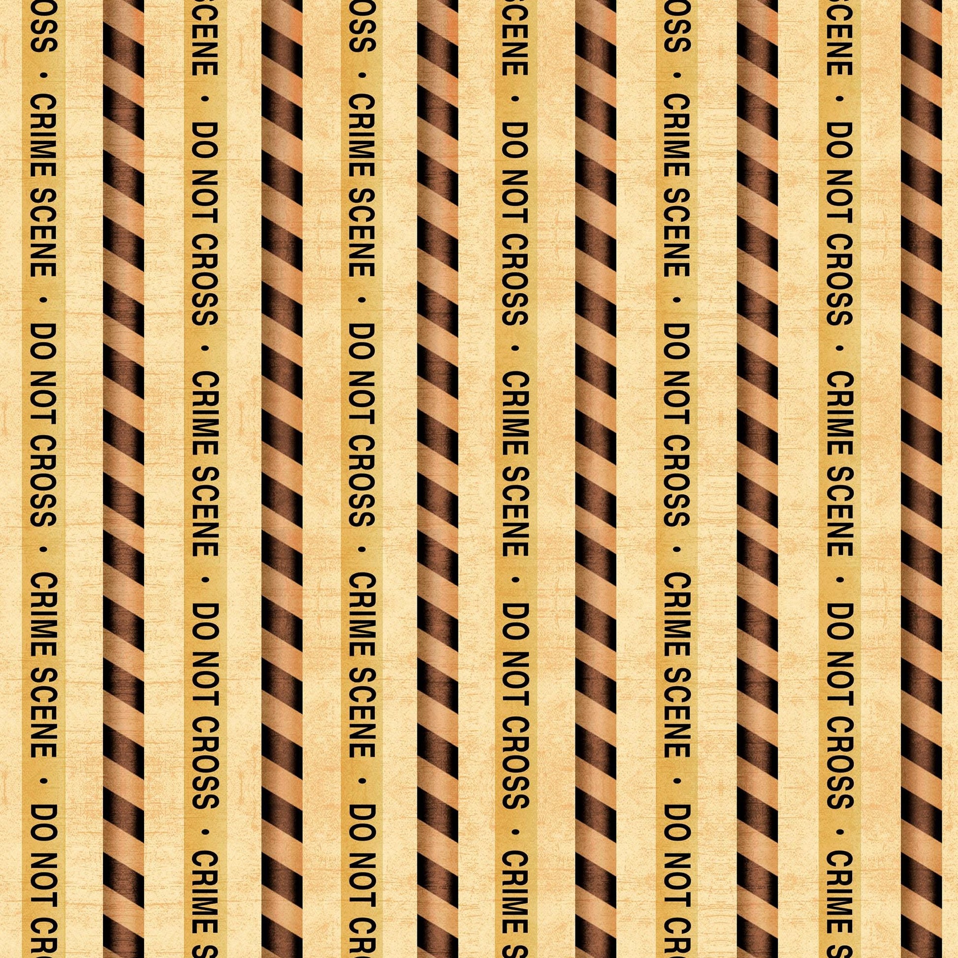 Image of the True Detective Crime Scene Stripe Wheat quilting cotton fabrics by Morris Creative Group for QT Fabrics. Features crime scene tape on a cream background.
Cute Little Fabric Shop