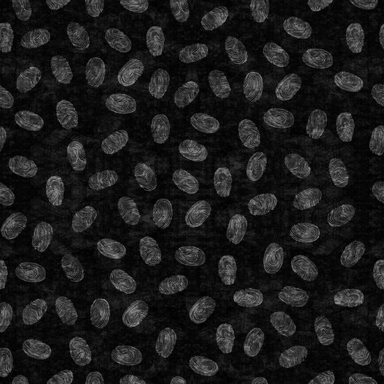 Image of the True Detective Fingerprints Black quilting cotton fabrics by Morris Creative Group for QT Fabrics. Features scattered fingerprints on a black background.
Cute Little Fabric Shop