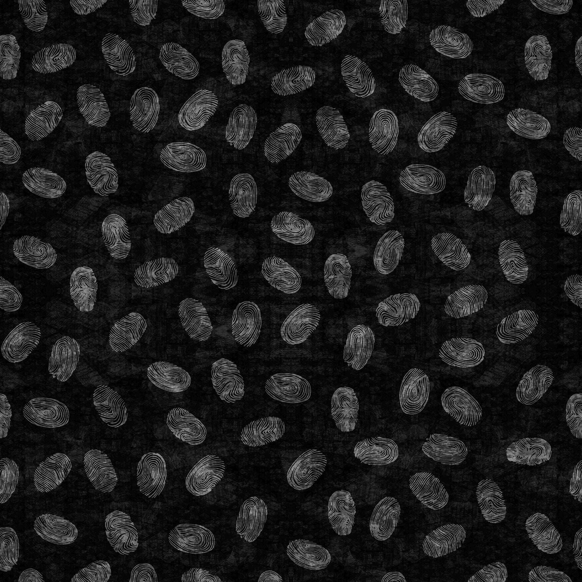 Image of the True Detective Fingerprints Black quilting cotton fabrics by Morris Creative Group for QT Fabrics. Features scattered fingerprints on a black background.
Cute Little Fabric Shop
