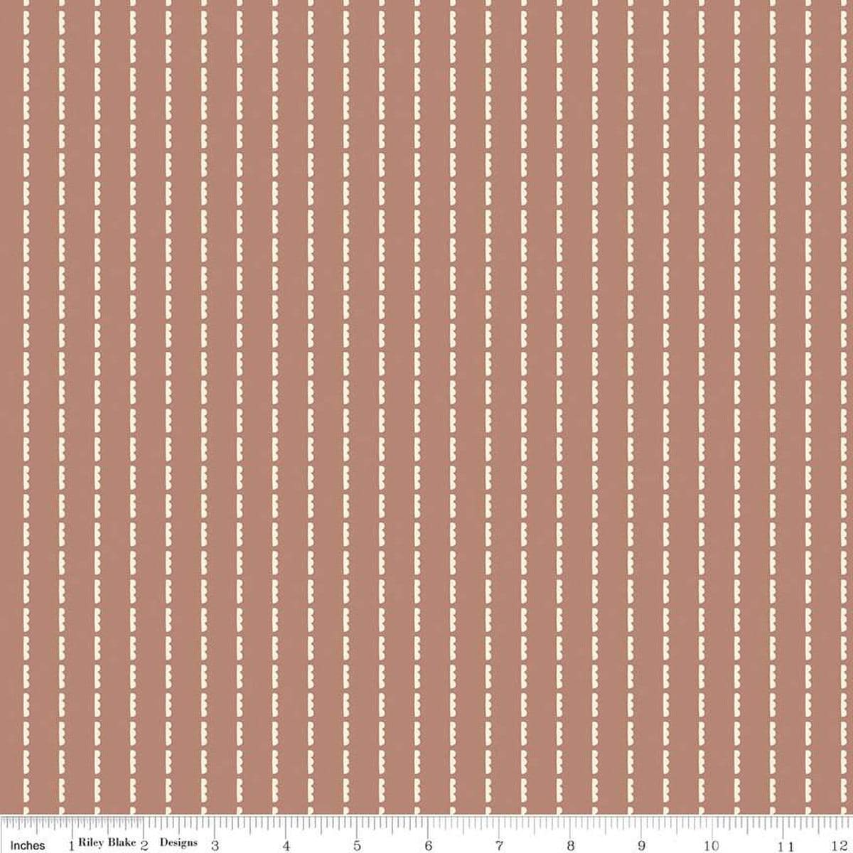 Blush 'n Butterscotch Clouds Dusty Rose quilting cotton fabric by Simple Simon & Company for Riley Blake Designs. Features striped clouds on a muted pink background. Cute Little Fabric Shop