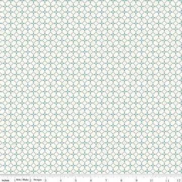 Image of the New Beginnings Tile Cream quilting cotton fabric by Riley Blake Designs. Features geometric mosaics on a cream background. Cute Little Fabric Shop