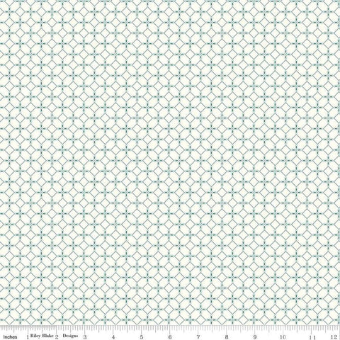 Image of the New Beginnings Tile Cream quilting cotton fabric by Riley Blake Designs. Features geometric mosaics on a cream background. Cute Little Fabric Shop