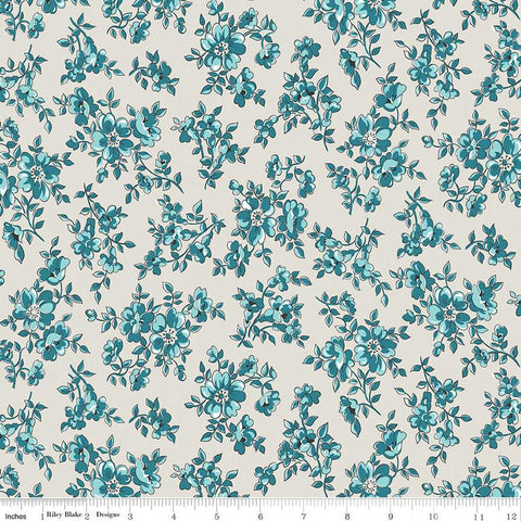 Image of the Precious Petites Blossoms Ash quilting cotton fabric by Gerri Robinson for Riley Blake Designs. Features small flowers on a gray background. Cute Little Fabric Shop