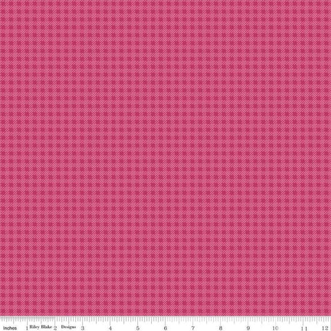Image of the Precious Petites Gingham Magenta quilting cotton fabric by Gerri Robinson for Riley Blake Designs. Features gingham on a pink background. Cute Little Fabric Shop
