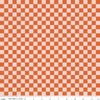 Image of the Besties Checks Persimmon quilting cotton fabric by Corinne Wells for Riley Blake Designs. Features checkers on a red background. Cute Little Fabric Shop