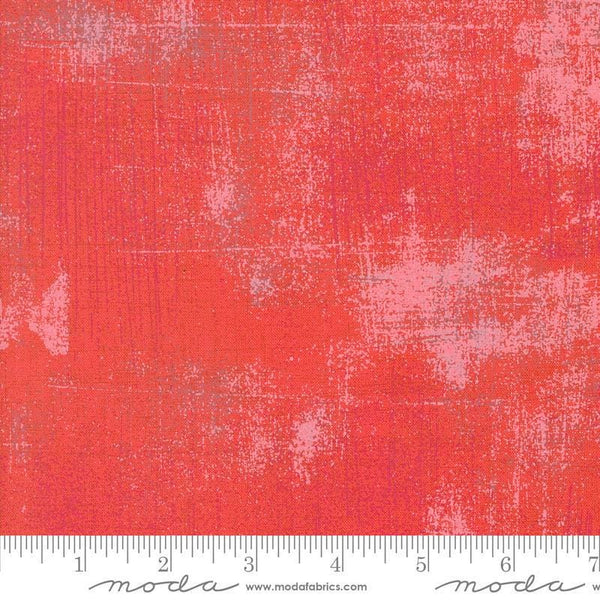 Image of the Sunday Brunch Grunge Basics Bloody Mary quilting cotton fabric by Moda Fabrics. Features a textured pattern on a red background. Cute Little Fabric Shop