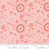 Image of the Sunday Brunch Blintz Bellini quilting cotton fabric by Moda Fabrics. Features flowers on a pink background. Cute Little Fabric Shop