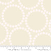 Image of the Pearl Bracelet Eggshell White quilting cotton fabric by Lizzy House for Moda Fabrics. Features circles made up of small dots on a cream background. 
Cute Little Fabric Shop