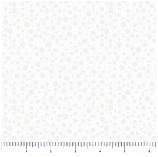 Image of the Quilting Illusions Dots White quilting cotton fabric by QT Fabrics. Features dots on a white background. 
Cute Little Fabric Shop