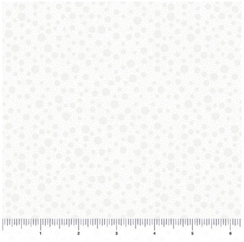 Image of the Quilting Illusions Dots White quilting cotton fabric by QT Fabrics. Features dots on a white background. 
Cute Little Fabric Shop