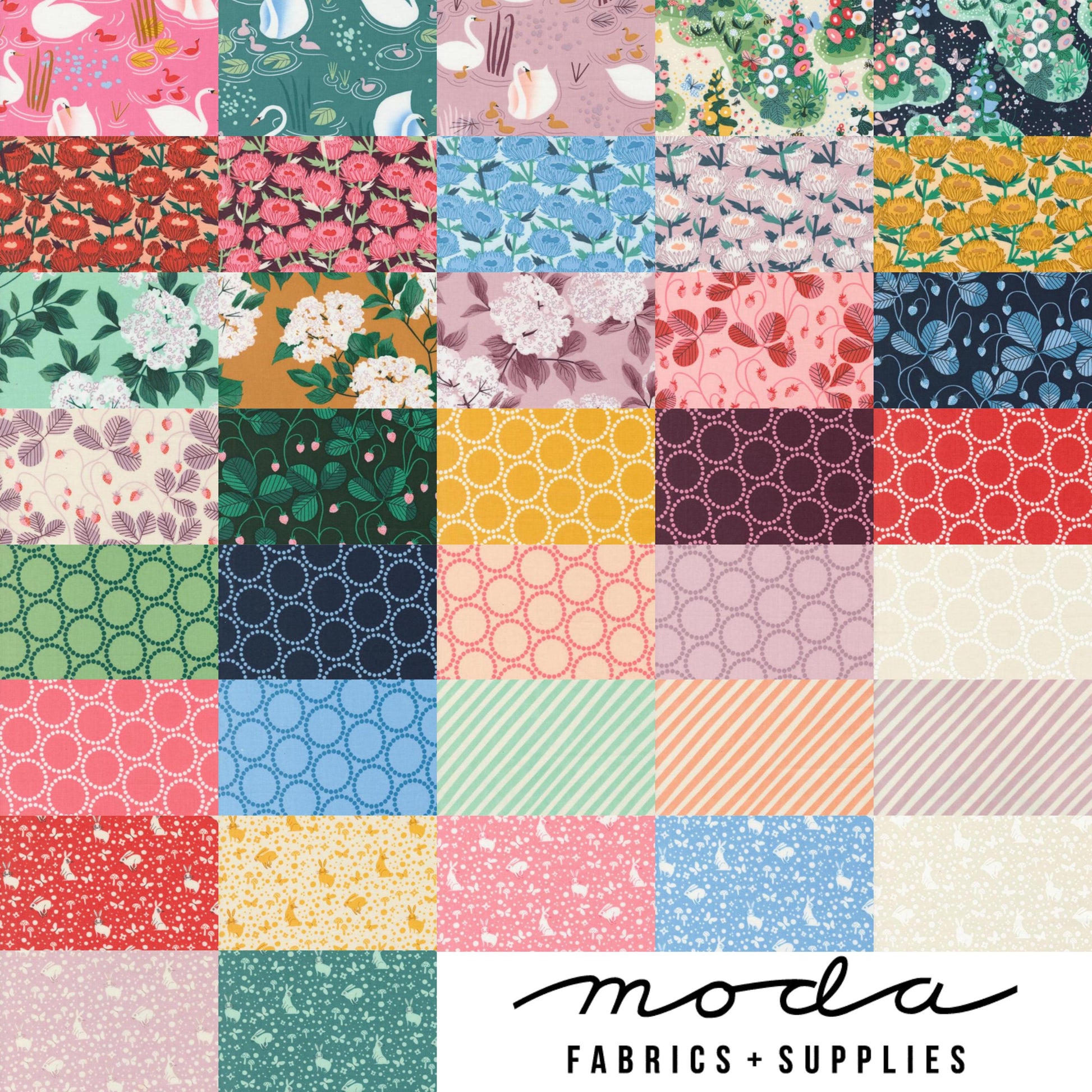 Image of the Love Letter collage by Lizzy House for Moda Fabrics. Features a collage of all of the floral fabrics in many colors.
Cute Little Fabric Shop