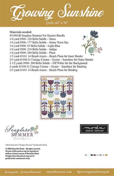 Image of the Growing Sunshine quilt pattern by Sweetfire Road for Moda Fabrics. Features the fabric requirements for the quilt.
Cute Little Fabric Shop