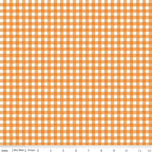 Pumpkin Patch PRINTED Gingham C14574 Orange - Riley Blake Designs - Orange/White Halloween - J. Wecker Frisch - Quilting Cotton Fabric