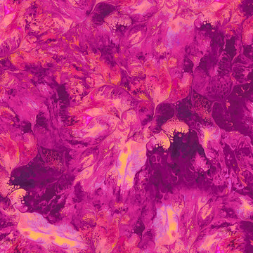 Image of the Mixology Stir Magenta quilting cotton fabric by Ocllo Mason For QT Fabrics. Features acrylic swirls on a pink background. 
Cute Little Fabric Shop