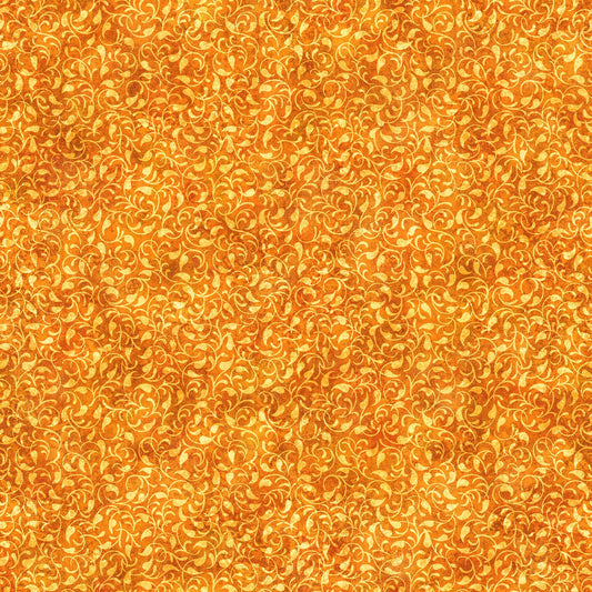 Image of the Enchanted Vine Burnt Orange quilting cotton fabric by Morris Creative Group for QT Fabrics. Features vines on a bright orange background. 
Cute Little Fabric Shop