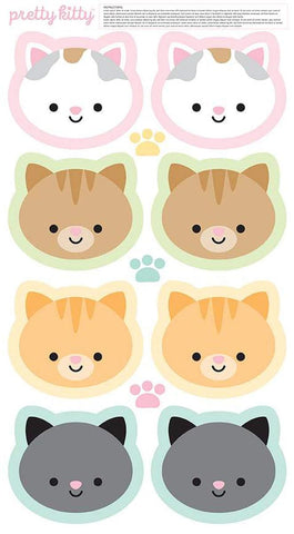 Image of the Pretty Kitty™ Softie Panel quilting cotton fabric by Doodlebug Design Inc. for Riley Blake Designs. Features cat heads you can make in to stuffies. 
Cute Little Fabric Shop