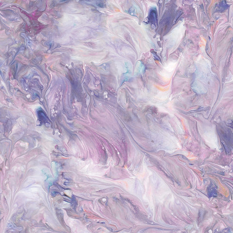 Image of the Mixology Mix Dusty Lilac quilting cotton fabric by Ocllo Mason For QT Fabrics. Features acrylic swirls on a dusty lilac background. 
Cute Little Fabric Shop