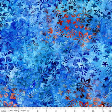 Image of the Batiks Toes in the Sand Blueprint Matte quilting cotton batik fabric. Features abstract hand-dyed patterns. Cute Little Fabric Shop