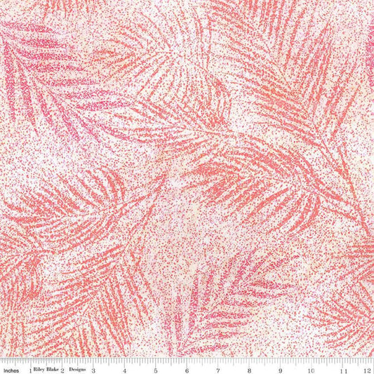 Image of the Batiks Toes in the Sand Soft Coral quilting cotton batik fabric. Features abstract hand-dyed patterns. Cute Little Fabric Shop