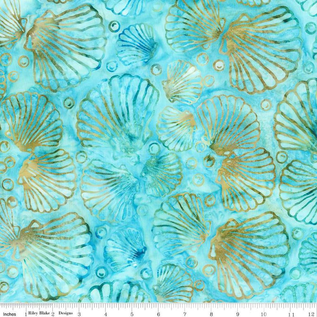 Image of the Batiks Toes in the Sand Caribbean Shale quilting cotton batik fabric. Features abstract hand-dyed patterns. Cute Little Fabric Shop