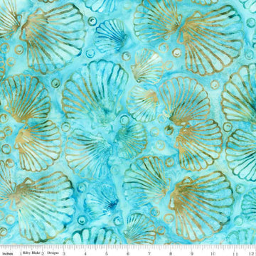 Image of the Batiks Toes in the Sand Caribbean Shale quilting cotton batik fabric. Features abstract hand-dyed patterns. Cute Little Fabric Shop