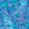 Image of the Mixology Blend Ocean quilting cotton fabric by Ocllo Mason For QT Fabrics. Features acrylic swirls on a blue background. 
Cute Little Fabric Shop