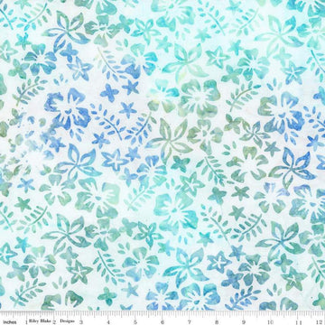 Image of the Batiks Toes in the Sand Winter Mint quilting cotton batik fabric. Features abstract hand-dyed patterns. Cute Little Fabric Shop