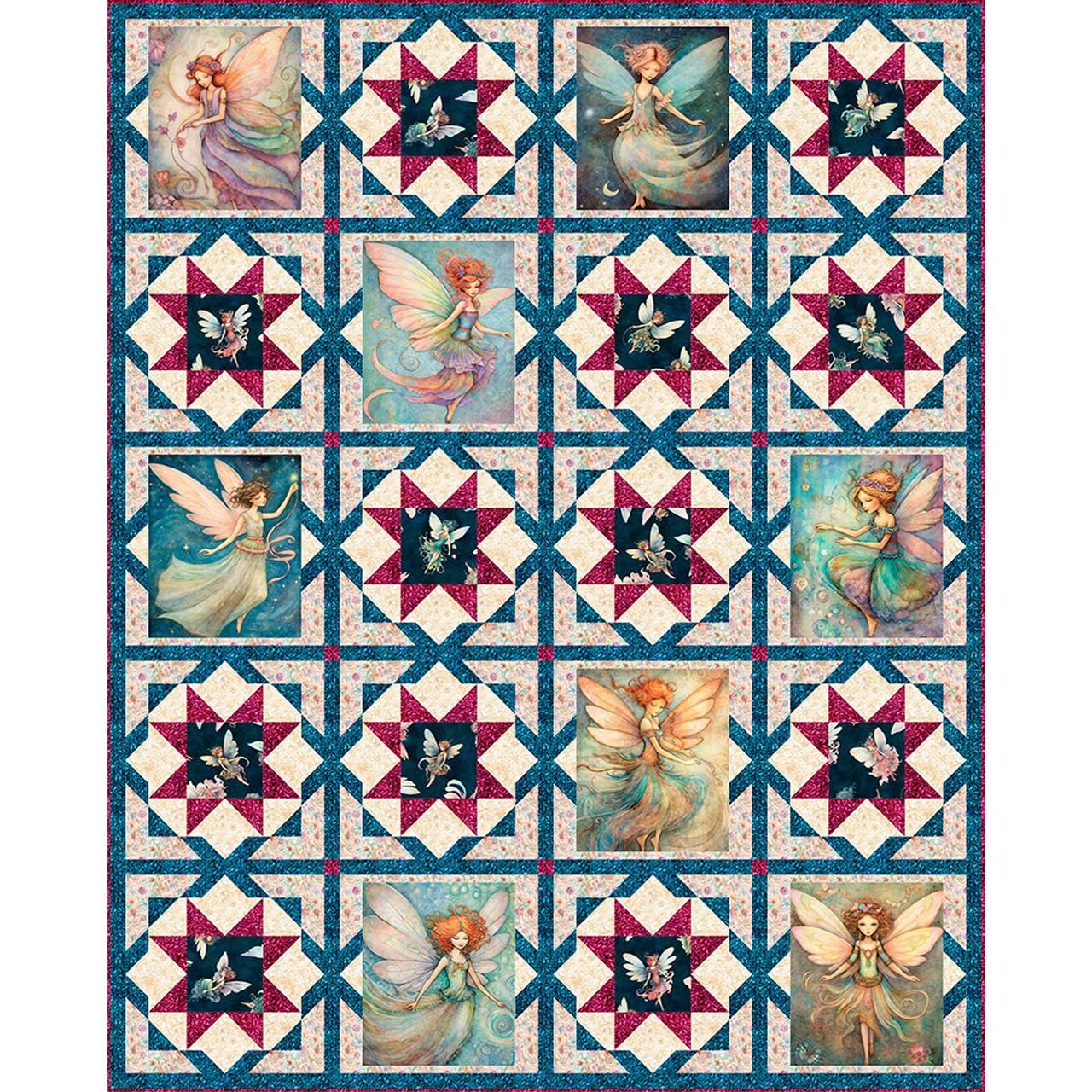 Image of the Enchanted Fairy Tale Quilt Kit by QT Fabrics. Features a quilt with fairies. 
Cute Little Fabric Shop