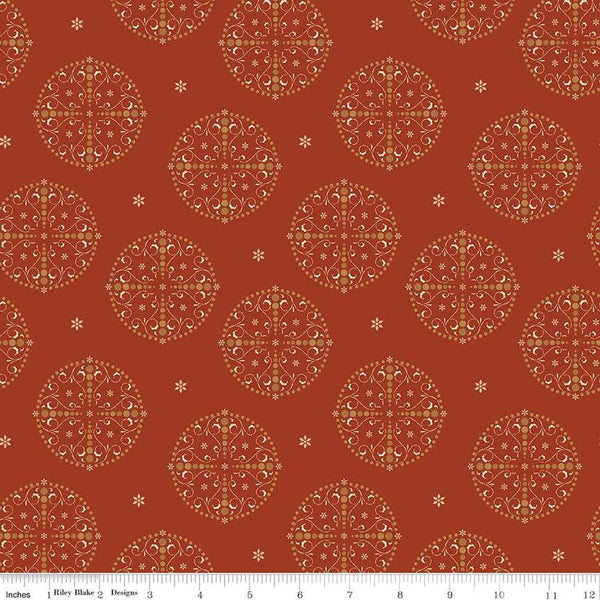 Image of the Sewing Your Oats Medallions Red Quilting cotton fabric by Karen Walker for Riley Blake Designs. Features circle medallions on a red background. Cute Little Fabric Shop.