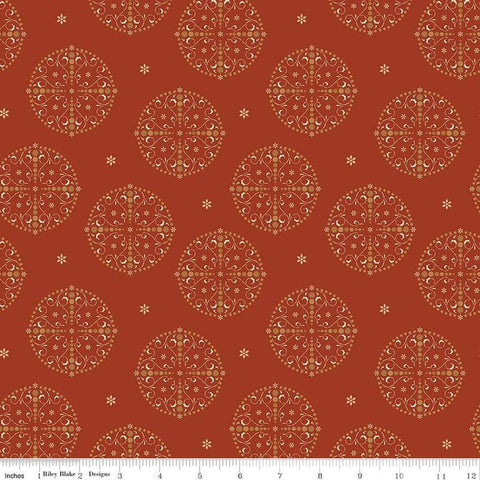 Image of the Sewing Your Oats Medallions Red Quilting cotton fabric by Karen Walker for Riley Blake Designs. Features circle medallions on a red background. Cute Little Fabric Shop.