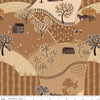 Image of the Sewing Your Oats Main Wheat Quilting cotton fabric by Karen Walker for Riley Blake Designs. Features a landscape on a tan background. Cute Little Fabric Shop.