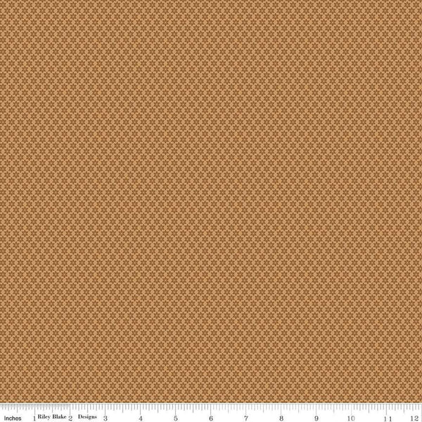 Image of the Sewing Your Oats Star Flowers Wheat Quilting cotton fabric by Karen Walker for Riley Blake Designs. Features small flowers on a tan background. Cute Little Fabric Shop.