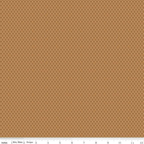 Image of the Sewing Your Oats Star Flowers Wheat Quilting cotton fabric by Karen Walker for Riley Blake Designs. Features small flowers on a tan background. Cute Little Fabric Shop.