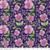 Image of the Plum Petals Main Purple quilting cotton fabric by Diane Labombarbe for Riley Blake Designs. Features flowers on a purple background. Cute Little Fabric Shop