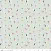 Image of the Sweet Spring Ditsy Seafoam quilting cotton fabric by Hester & Cook for Riley Blake Designs. Features flowers on a blue background. Cute Little Fabric Shop