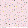 Image of the Sweet Spring Ditsy Pink quilting cotton fabric by Hester & Cook for Riley Blake Designs. Features flowers on a pink background. Cute Little Fabric Shop