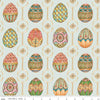 Image of the Sweet Spring Easter Eggs Seafoam quilting cotton fabric by Hester & Cook for Riley Blake Designs. Features easter eggs on a blue background. Cute Little Fabric Shop