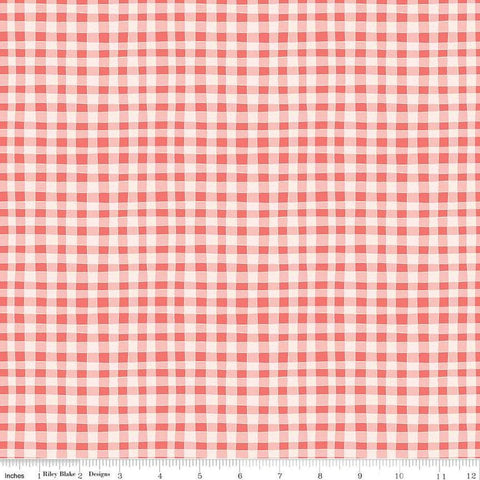 Clover Farm from Riley Blake Designs. Image depicts irregular pink gingham stripes. Quilting cotton fabric. 
Cute Little Fabric Shop