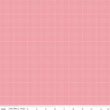 Image of the Peter Rabbit and Friends Plaid Sugar Pink quilting cotton fabric by Beatrix Potter for Riley Blake Designs. Features plaid on a pink background. Cute Little Fabric Shop