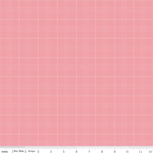 Image of the Peter Rabbit and Friends Plaid Sugar Pink quilting cotton fabric by Beatrix Potter for Riley Blake Designs. Features plaid on a pink background. Cute Little Fabric Shop