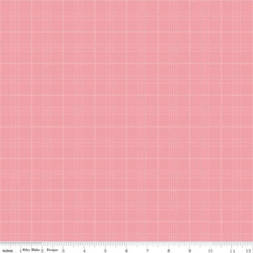 Image of the Peter Rabbit and Friends Plaid Sugar Pink quilting cotton fabric by Beatrix Potter for Riley Blake Designs. Features plaid on a pink background. Cute Little Fabric Shop