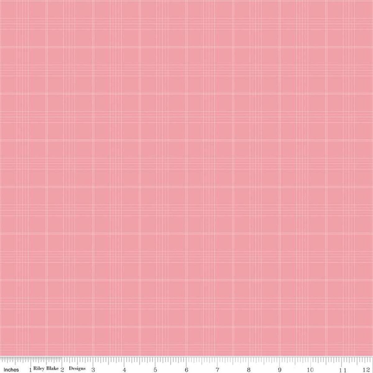 Image of the Peter Rabbit and Friends Plaid Sugar Pink quilting cotton fabric by Beatrix Potter for Riley Blake Designs. Features plaid on a pink background. Cute Little Fabric Shop