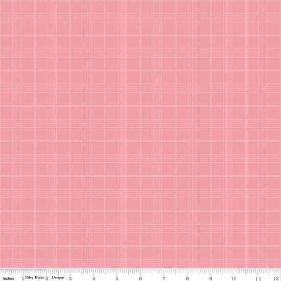 Image of the Peter Rabbit and Friends Plaid Sugar Pink quilting cotton fabric by Beatrix Potter for Riley Blake Designs. Features plaid on a pink background. Cute Little Fabric Shop