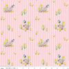 Image of the Peter Rabbit and Friends Duck Stripe Pink quilting cotton fabric by Beatrix Potter for Riley Blake Designs. Features ducks and ducklings on a pink background. Cute Little Fabric Shop