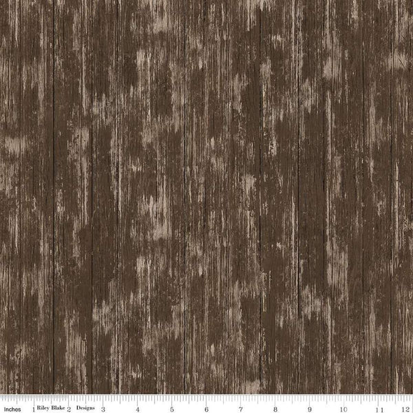 Image of the Covered Bridges in Spring Barn Wood Brown by Quilting Cotton Fabric. Features a wood grain fabric on a brown background. Cute Little Fabric Shop